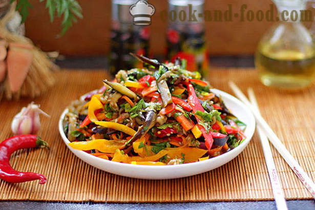 Salad resipi terung dan sayur-sayuran di Korea