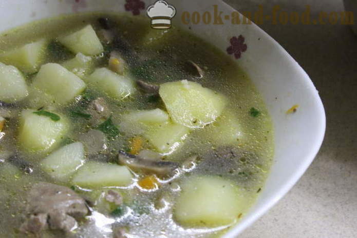Sup dengan hati ayam - bagaimana untuk memasak sup dengan hati, langkah demi langkah resipi foto