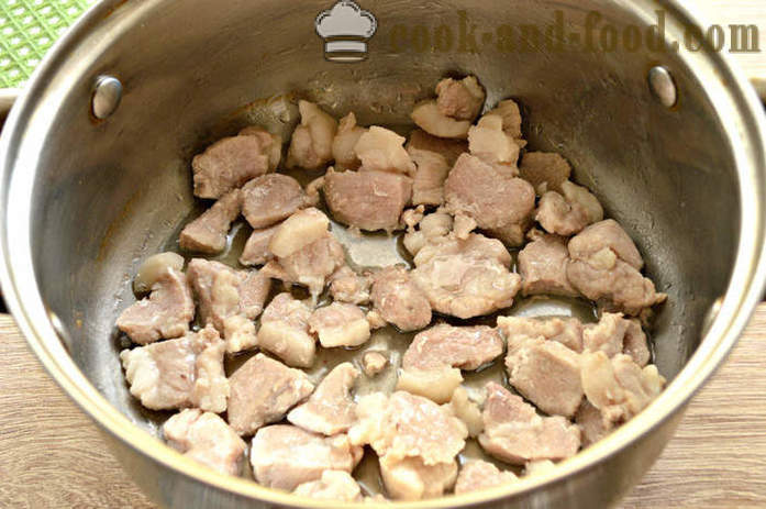 Lazat kuah daging babi dengan tepung - bagaimana untuk memasak daging kuah daging babi untuk soba, langkah demi langkah resipi foto