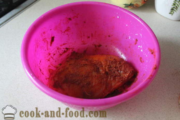 Ayam rumah pastrami dalam oven - bagaimana untuk memasak pastrami dada ayam di rumah, langkah demi langkah resipi foto
