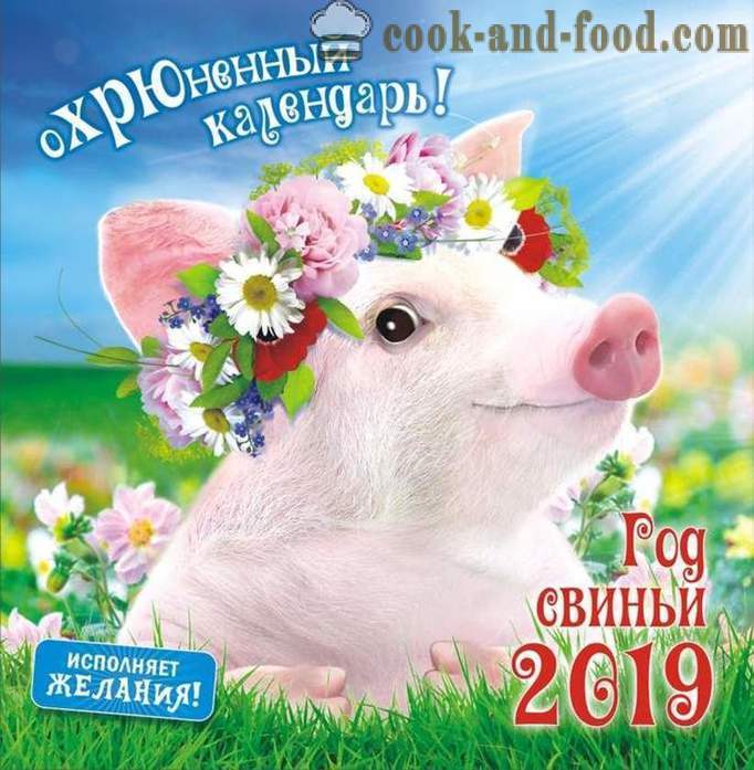 Kalendar 2019 di Tahun Babi dengan gambar - Muat turun Christmas kalendar percuma dengan babi dan babi hutan