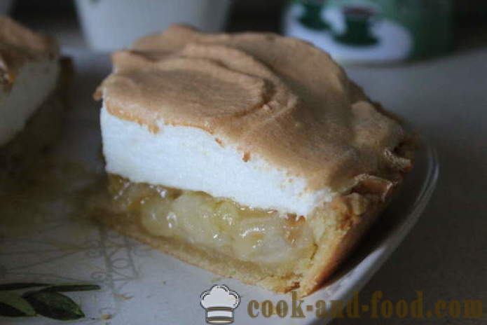 Pear pai doh - bagaimana untuk membakar kek dengan pear, kastard dan Souffle dalam ketuhar, dengan langkah demi langkah resipi foto