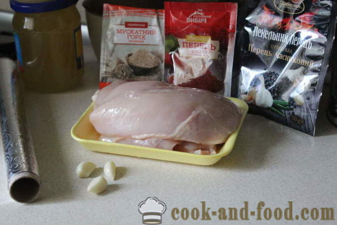 Rumah pastrami dada ayam dalam kerajang - bagaimana untuk membuat ayam pastrami dalam ketuhar, dengan langkah demi langkah resipi foto