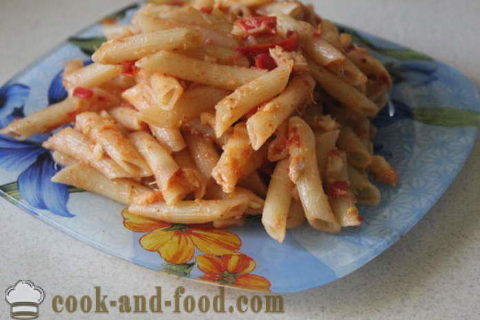 Pasta Itali dengan tomato dan ikan - bagaimana untuk memasak pasta dengan ikan dan tomato, langkah demi langkah resipi foto