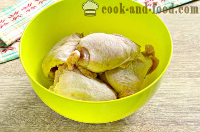 Paha ayam dalam oven - bagaimana untuk memasak paha ayam dalam mayonis dan sos soya, satu langkah demi langkah resipi foto