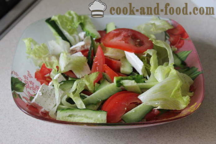 Salad sayur-sayuran dengan feta - bagaimana untuk menyediakan salad dengan keju feta dan sayur-sayuran, dengan langkah demi langkah resipi foto