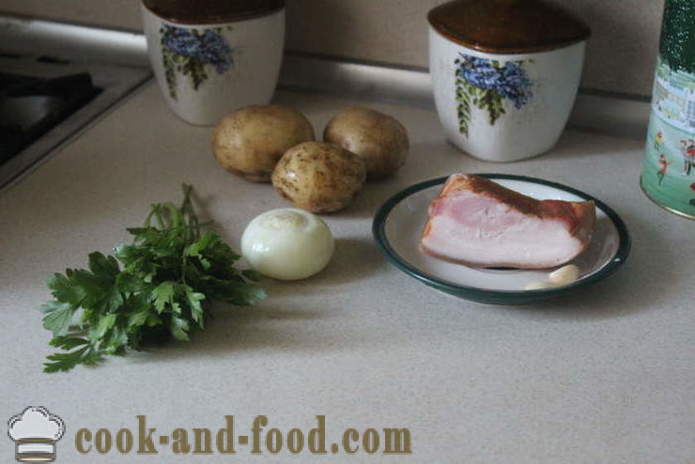 Kentang yang lazat dengan bawang putih dan daging - bagaimana untuk memasak kentang baru lazat, langkah demi langkah resipi foto