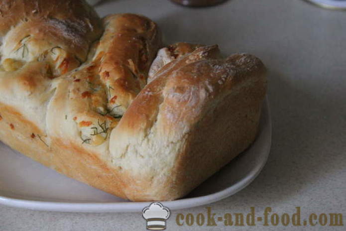 Roti buatan sendiri keju dengan herba - satu langkah dengan roti keju langkah resipi dalam ketuhar, dengan gambar