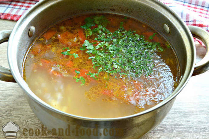 Sup dengan kacang dalam tin dan kubis - bagaimana untuk memasak sup dengan kubis dan kacang, langkah demi langkah resipi foto