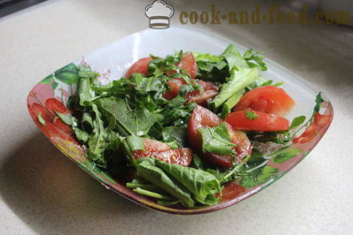Salad lazat dengan arugula dan tomato - bagaimana untuk menyediakan salad arugula, langkah demi langkah resipi foto