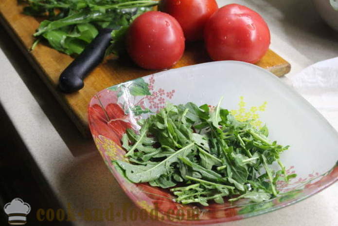 Salad lazat dengan arugula dan tomato - bagaimana untuk menyediakan salad arugula, langkah demi langkah resipi foto