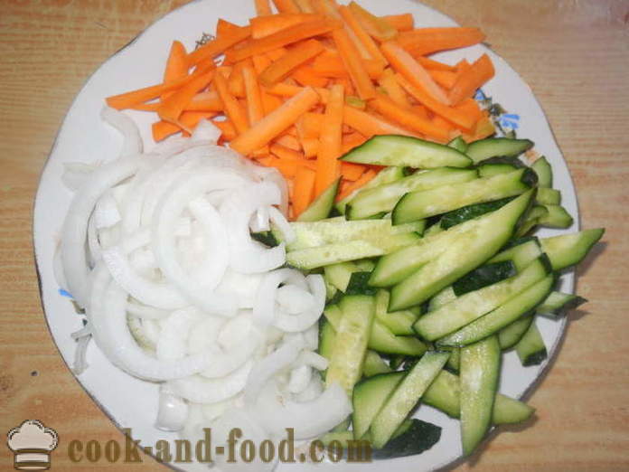 Salad dengan daging di Korea dengan timun dan lobak merah - bagaimana untuk memasak daging dalam bahasa Korea, langkah demi langkah resipi foto