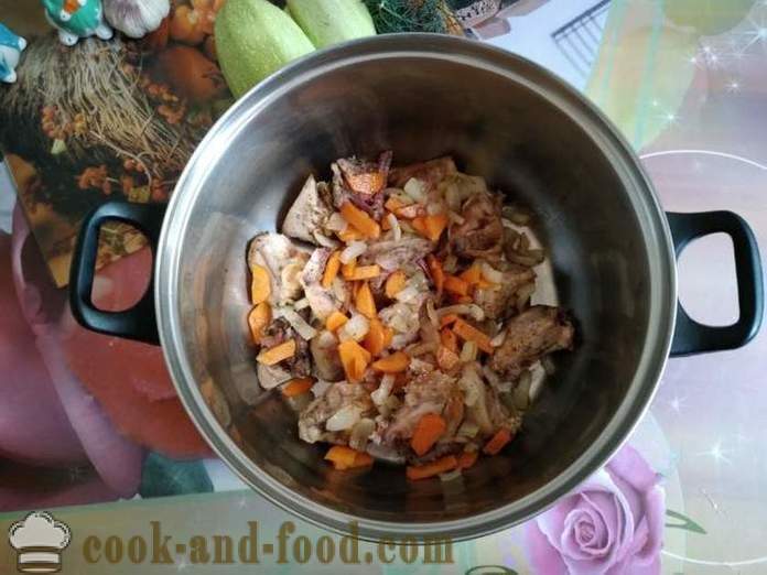Daging lembu rebus dengan kentang dan courgettes - bagaimana untuk memasak stew sayur-sayuran yang lazat dengan zucchini, langkah demi langkah resipi foto