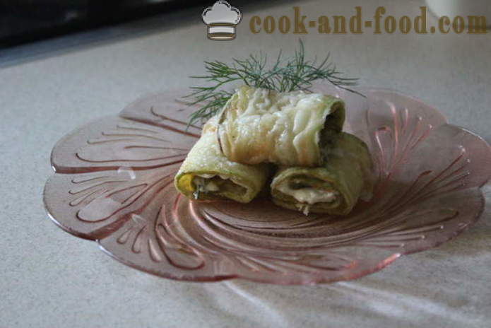 Rolls zucchini disumbat dengan - bagaimana untuk memasak zucchini goreng lazat dalam kuali, langkah demi langkah resipi foto
