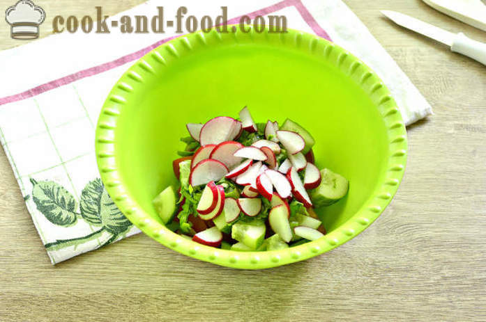 Salad mayonis dengan lobak dan tomato - bagaimana untuk membuat salad daripada lobak dan tomato, langkah demi langkah resipi foto
