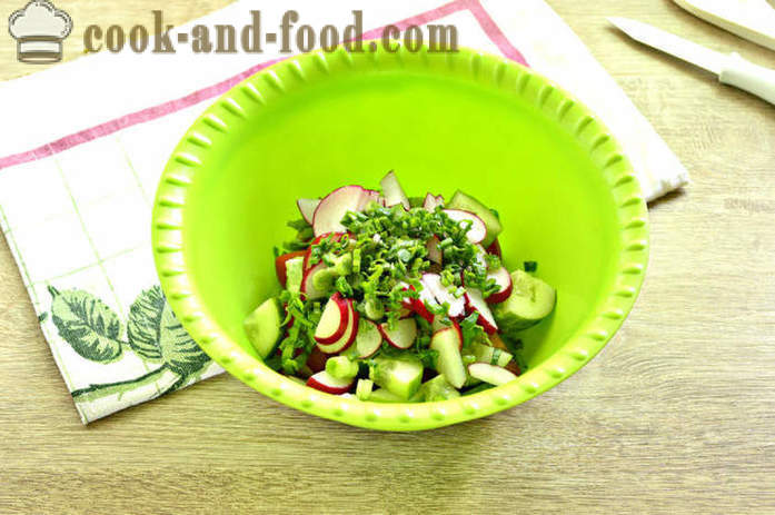 Salad mayonis dengan lobak dan tomato - bagaimana untuk membuat salad daripada lobak dan tomato, langkah demi langkah resipi foto