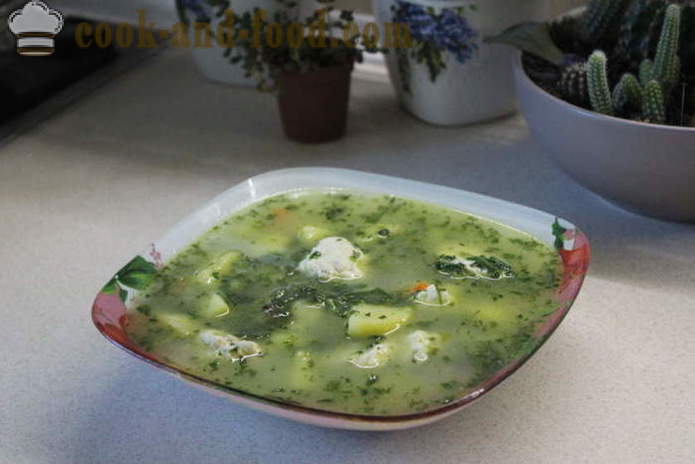 Sup bayam dengan krim dan ladu - bagaimana untuk memasak sup dengan bayam beku, langkah demi langkah resipi foto