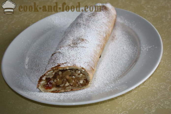 Strudel Vienna dengan epal - bagaimana untuk memasak strudel dengan epal dalam adunan filo, langkah demi langkah resipi foto