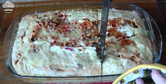 Lasagna pemakanan sayur-sayuran dan daging - bagaimana untuk memasak lasagna di rumah, langkah demi langkah resipi foto