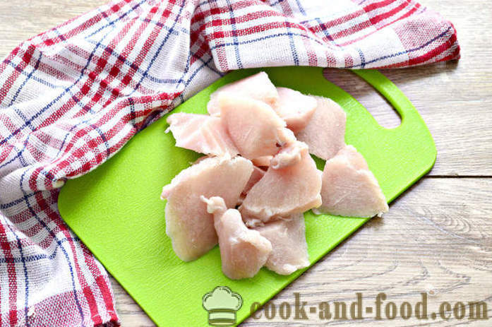 Ladu pemakanan dengan ayam cincang - bagaimana untuk membuat ladu dengan ayam cincang, dengan langkah demi langkah resipi foto