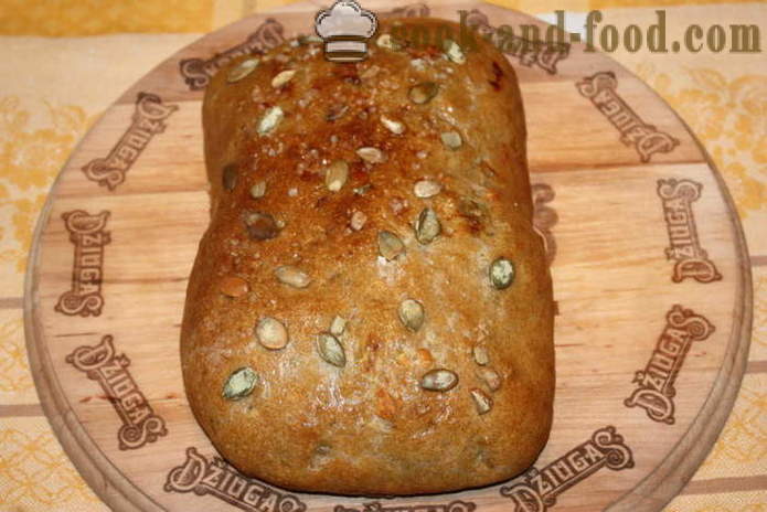 Roti gandum dengan biji bunga matahari dari labu - bagaimana untuk membuat roti dari tepung gandum di dalam oven, dengan langkah demi langkah resipi foto