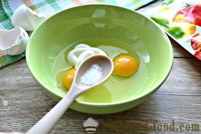Gulung telur dengan kanji dan mayonis - bagaimana untuk membuat penkek untuk salad telur, langkah demi langkah resipi foto