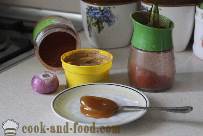Madu sos mustard untuk ayam atau tulang rusuk - bagaimana untuk membuat sos madu mustard untuk daging lembu, langkah demi langkah resipi foto