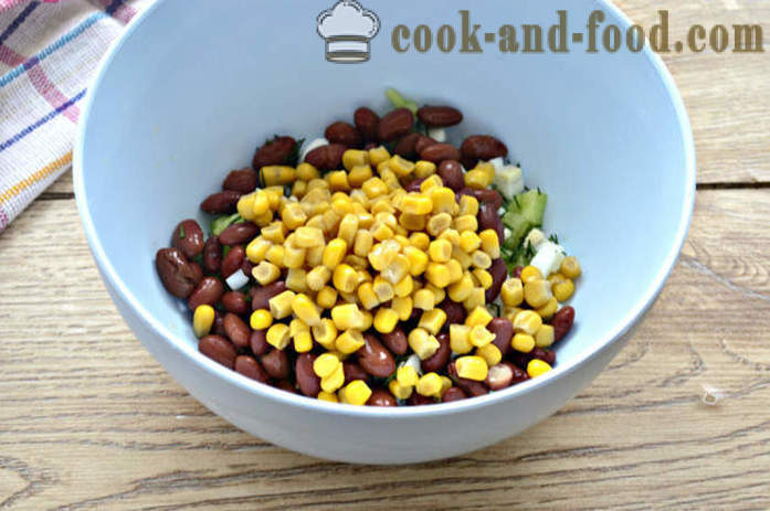 Salad dengan kacang dan keropok tin - bagaimana untuk membuat salad kacang dengan croutons, langkah demi langkah resipi foto