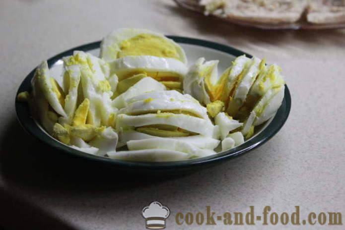 Salad berlapis dengan ayam dan jeruk bawang - Bagaimana untuk menyediakan salad dengan bawang jeruk dan ayam, dengan langkah demi langkah resipi foto