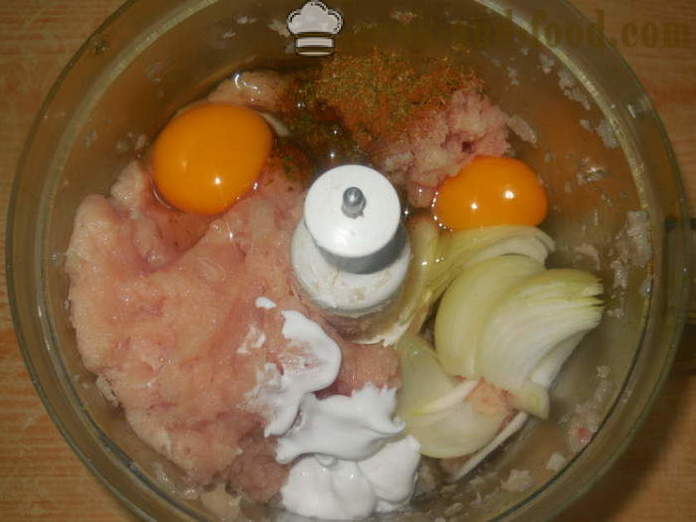 Kaserol ayam dalam oven - bagaimana untuk memasak kaserol ayam cincang dengan beras, langkah demi langkah resipi foto