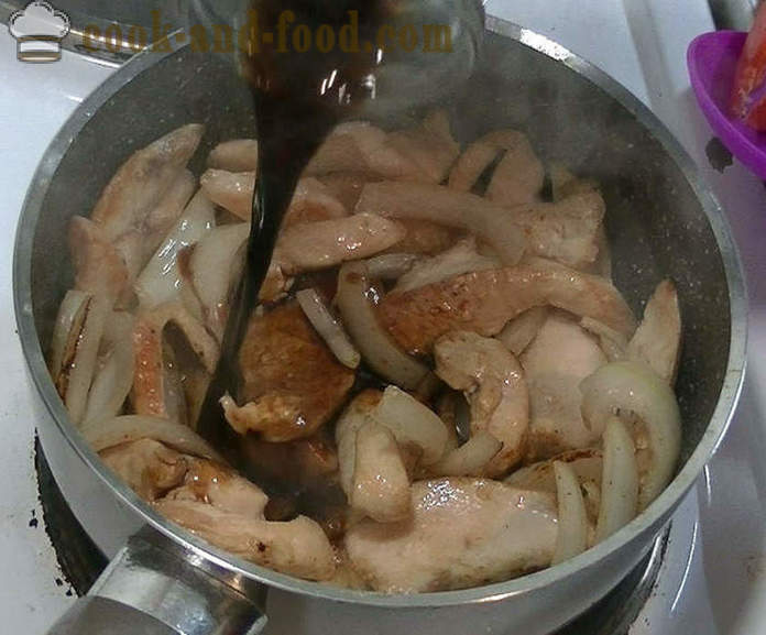 Dada ayam dalam sos soya Cina - bagaimana untuk memasak ayam dalam sos Cina, langkah demi langkah resipi foto