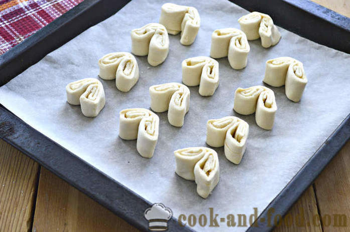 Cookies telinga puff pastri - bagaimana untuk membuat telinga puff, langkah demi langkah resipi foto