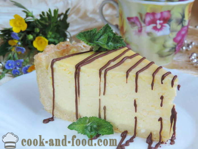 Kek keju buatan sendiri dengan keju lembut pada pastri shortcrust - bagaimana untuk membuat kek keju di rumah, langkah demi langkah resipi foto