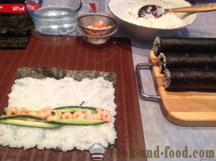 Topping lazat dan mudah untuk sushi - bagaimana untuk membuat sushi di rumah, langkah demi langkah resipi foto