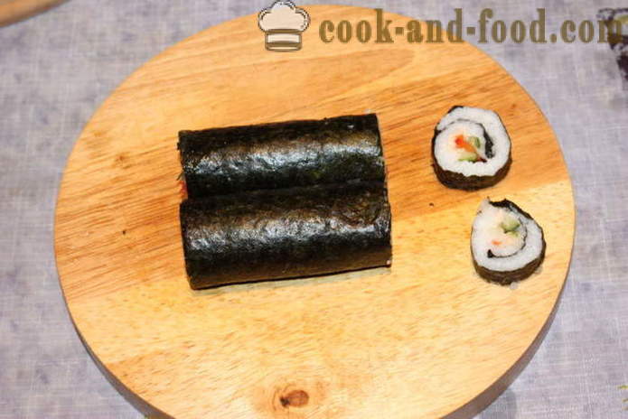 Topping lazat dan mudah untuk sushi - bagaimana untuk membuat sushi di rumah, langkah demi langkah resipi foto