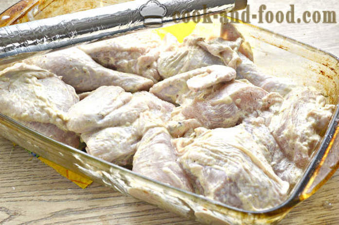Kepingan ayam dalam oven - seperti ayam bakar dalam mayonis, langkah demi langkah resipi foto