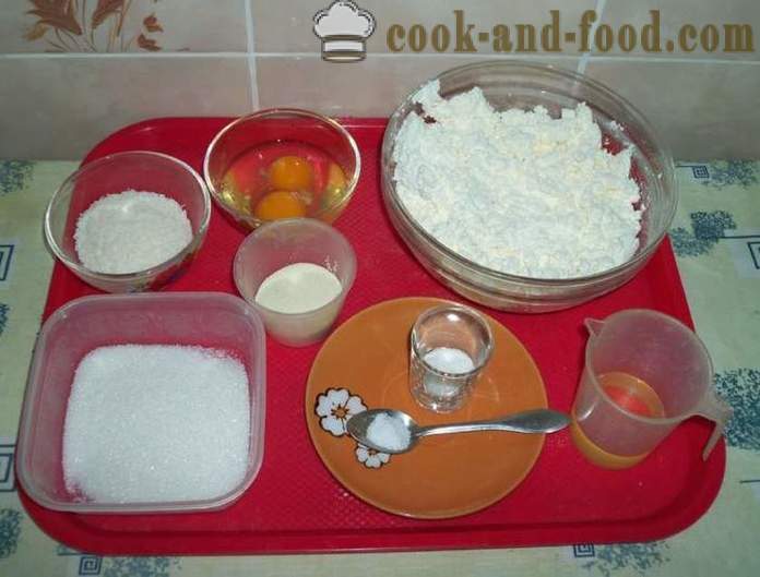 Pemakanan kek keju kelapa tanpa tepung - bagaimana untuk membuat makanan lempeng keju dadih dengan semolina, langkah demi langkah resipi foto