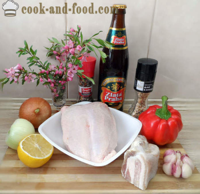 Payudara Larded ayam dalam bir - bagaimana untuk memasak dada ayam di dalam oven, dengan langkah demi langkah resipi foto