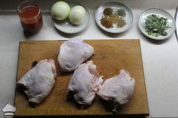 Chakhokhbili Ayam dalam Georgian - bagaimana untuk memasak chakhokhbili di rumah, langkah demi langkah foto-resipi