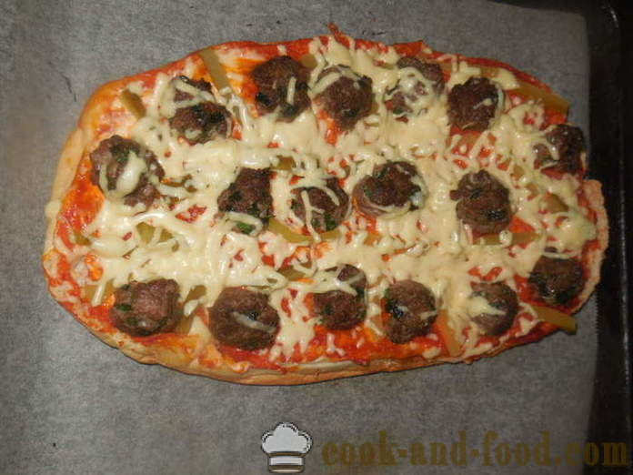 Malas tebal pizza pita di dalam ketuhar - bagaimana untuk memasak pizza dari pita siap, langkah demi langkah resipi foto