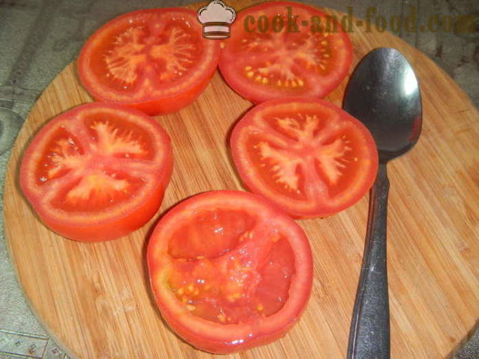 Tomato disumbat dengan daging cincang dalam ketuhar - bagaimana untuk membuat tomato disumbat, langkah demi langkah resipi foto