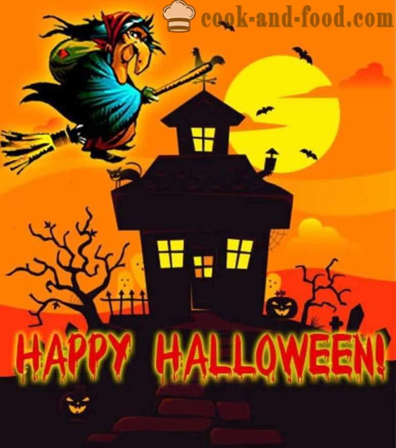 Kad Halloween menakutkan dengan petang - gambar dan poskad untuk Halloween secara percuma