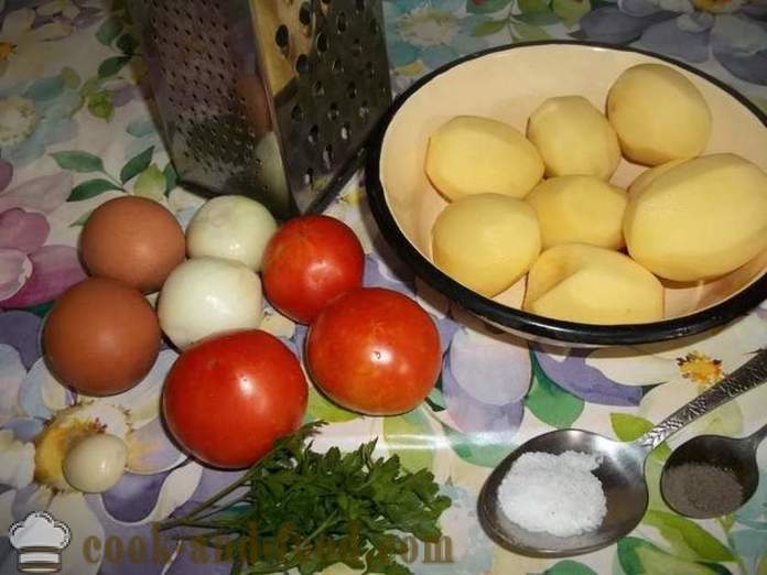 Pancakes dilakukan dengan kentang dengan tomato - bagaimana untuk membuat penkek kentang, dengan langkah demi langkah resipi foto