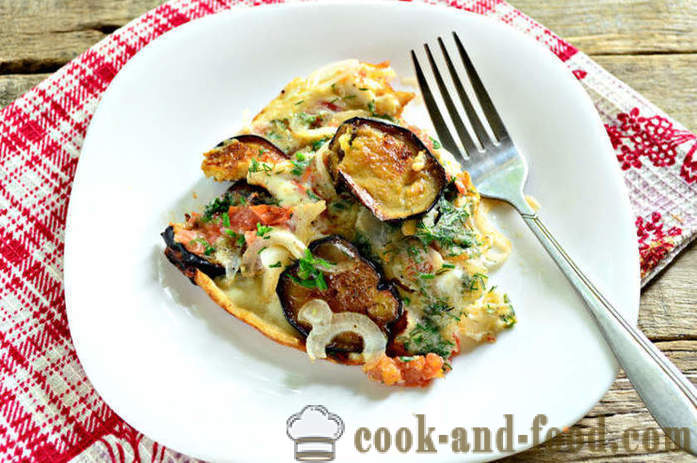 Omelette dengan terung dan tomato - bagaimana untuk menyediakan terung goreng dengan telur dan tomato, langkah demi langkah resipi foto
