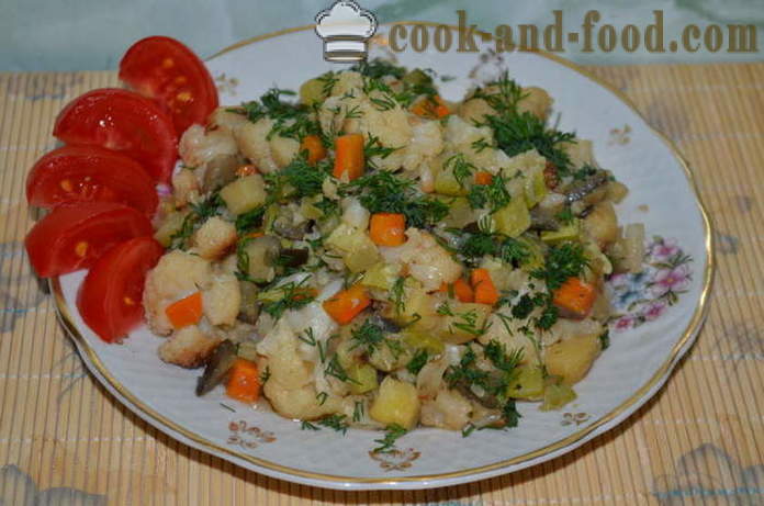 Rebus sayur-sayuran dengan kentang dan courgettes - bagaimana untuk memasak stew sayur-sayuran dengan kentang, zucchini, terung dan kembang kol, langkah demi langkah resipi foto