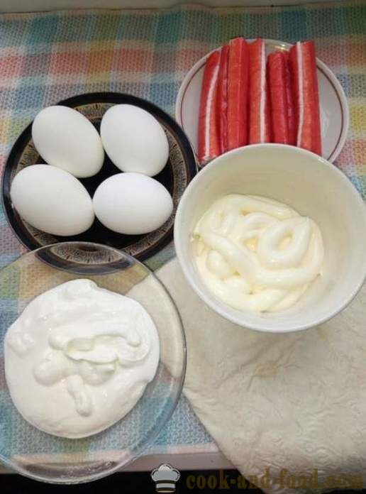 Pita dengan kayu ketam dengan telur dan mayonis - bagaimana untuk membuat ketam roll lavash, langkah demi langkah resipi foto