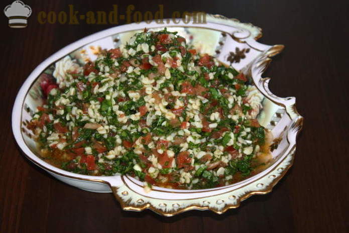 Salad Tabula dengan couscous - bagaimana untuk menyediakan tabbouleh salad, langkah demi langkah resipi foto