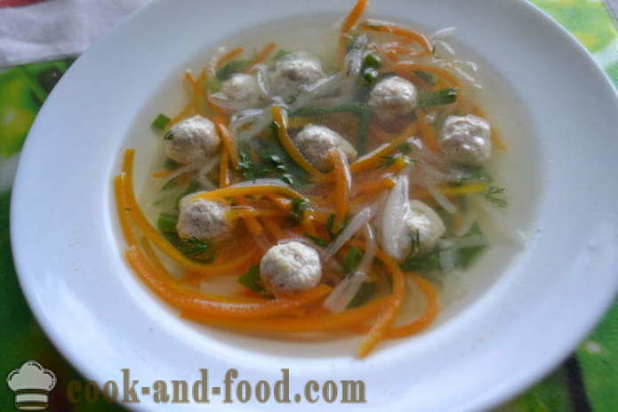 Sup Korea dengan mi dan bebola daging - bagaimana untuk memasak sup resipi Korea dengan foto poshagovіy