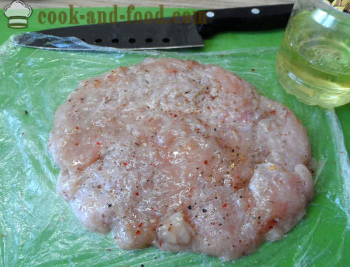 Pancungan ayam dengan keju dalam ketuhar - bagaimana untuk memasak potongan daging ayam lazat, dengan langkah demi langkah resipi foto
