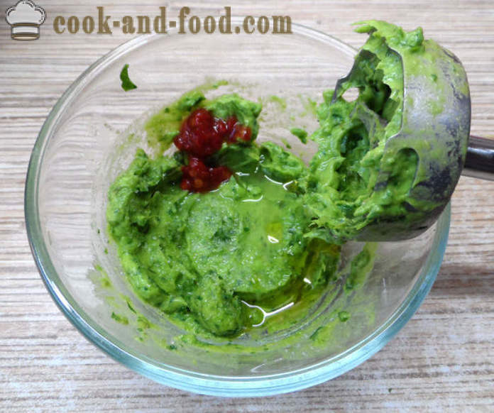 Green guacamole sos klasik - bagaimana untuk membuat avokado guacamole di rumah, langkah demi langkah resipi foto